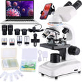 Compound Microscope，40X-2500X ，WF10x and WF25x eyepieces, Dual LED Lighting and Two-Layer Mechanical Stage，Microscope
