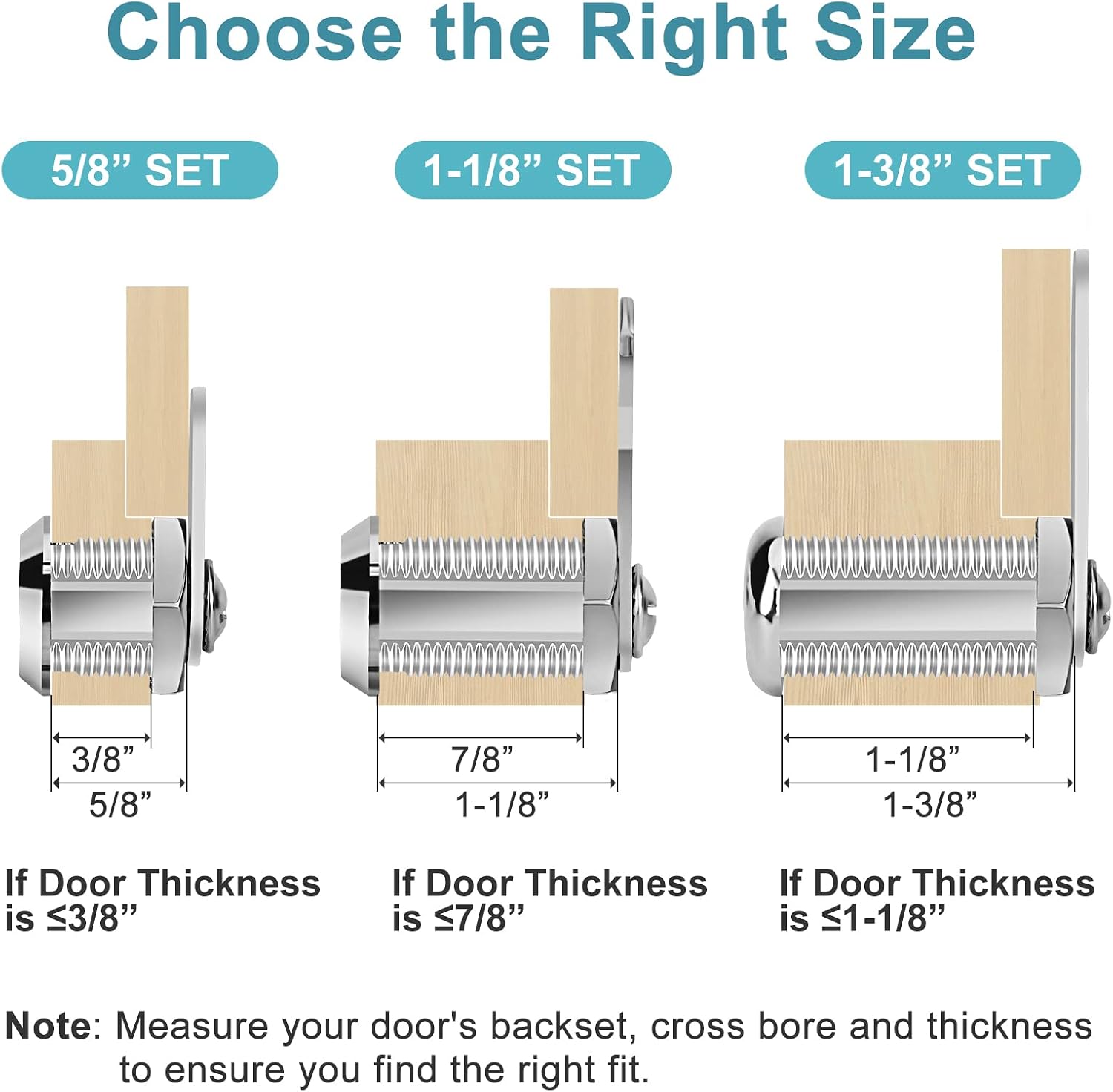 Cabinet Cam Lock Keyed Alike, 1-1/8'' (Length) Cylinder Fits on 7/8'' Max Panel Thickness, Secure File Drawer Mailbox