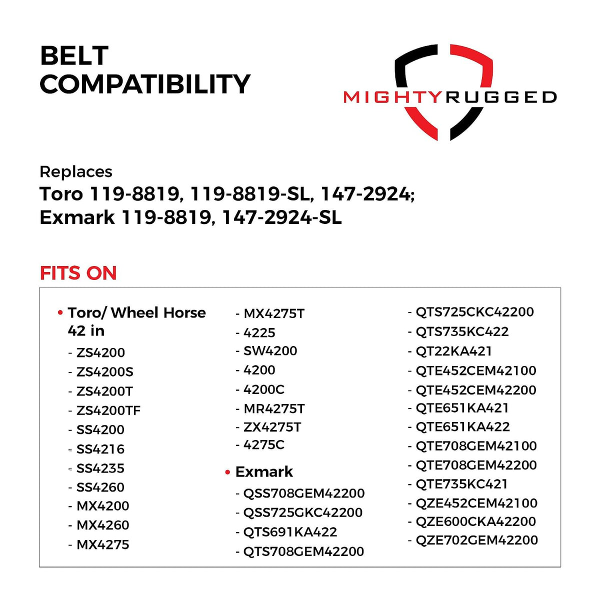 MightyRugged 119-8819 Toro TimeCutter 42 inch Deck Belt Replacement