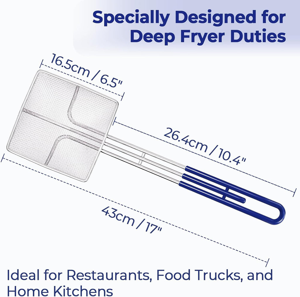 2-Pack Square Mesh Strainer – 6.5" Stainless Steel Fryer Skimmer