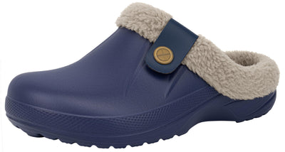 Fur Lined Clogs Fuzzy Slippers for Women and Men, Navy,4-5W/3-4M