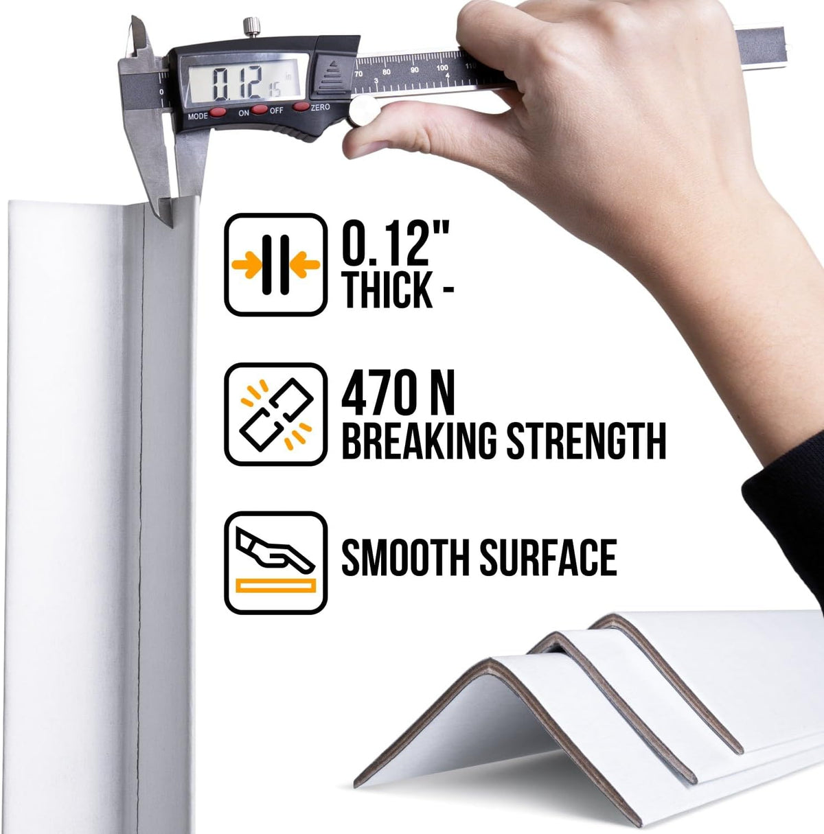 12" x 2" x 2" Cardboard Edge Protectors, 0.12" Thick, Pack of 48