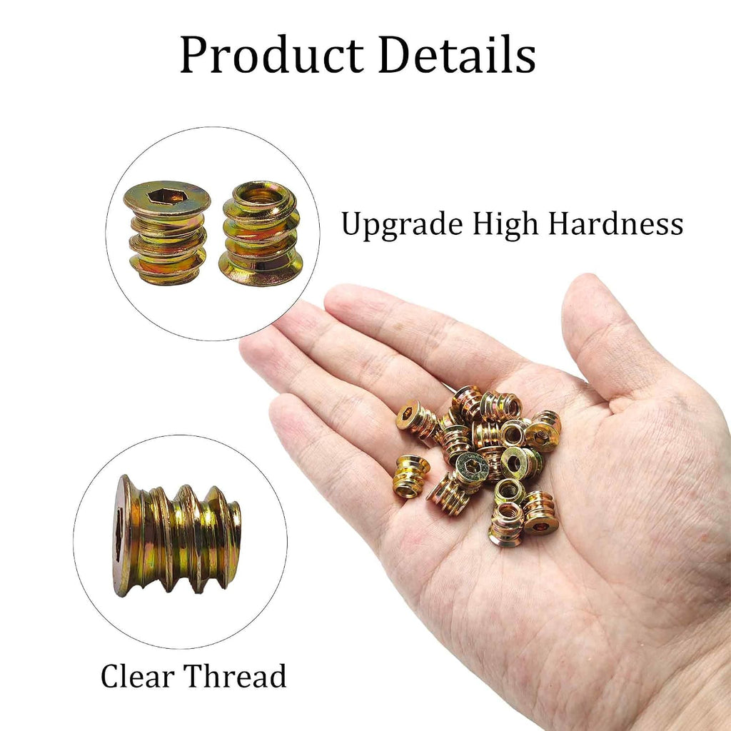 30PCS M4 x 10mm Threaded Inserts for Wood Hex Socket Drive Metal Nut Inserts Bolt Fastener Connector for Furniture Wooden Products DIY Models
