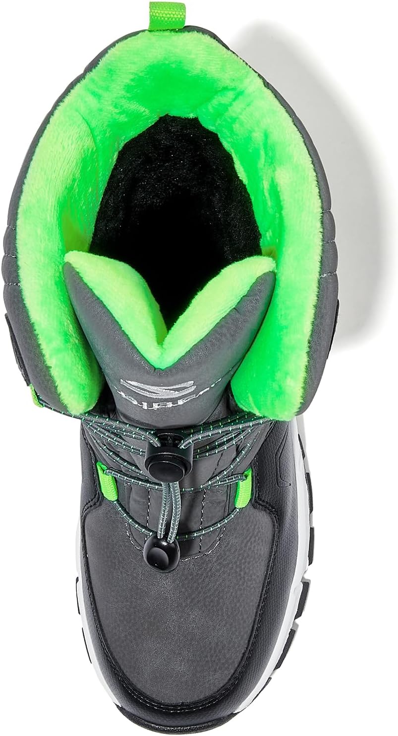 Kids Snow Boots Boys Girls Mid Calf | Water Resistant, Warm Faux Fur Lined, Insulated, Winter Shoes, Toddler Little