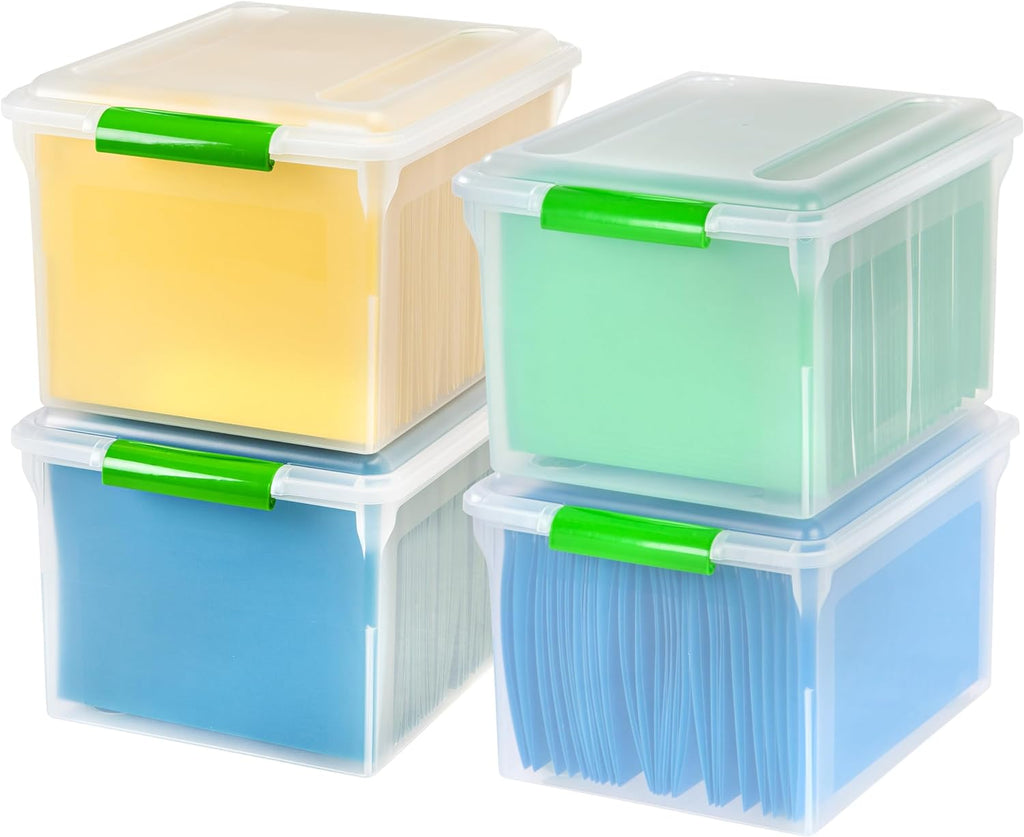 4-Pack 35 Qt. File Box Organizer with Lid, Clear