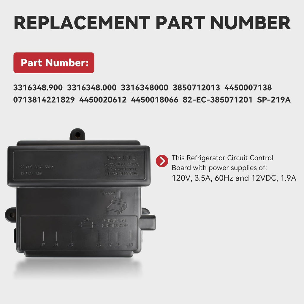 3316348.900 3316348.000 RV Fridge Control Board Compatible with Dometic DM2652 DM2852 RM2652 NDM1062 RM2852 RM2351 RM2354, Seven Ports bottom. Not Replace The Bottom Eight Or Ten Ports old board