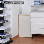 Slim Laundry Hamper,Narrow laundry Hamper with Lid,60L Hamper for Laundry,Dirty Cloth Hamper with Bamboo Handle for