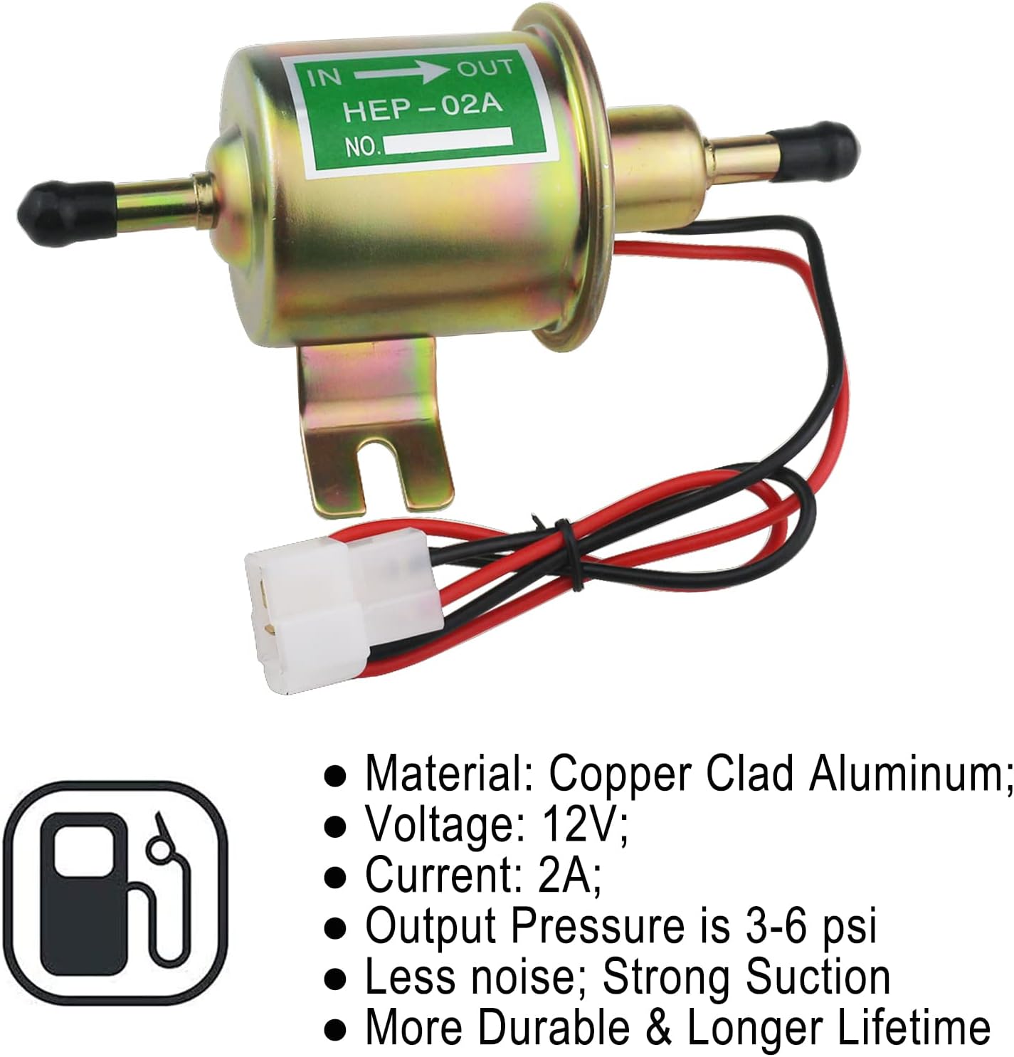 Universal Electric Fuel Pump Kit with DC 12V (3-6PSI) Fuel Pump | 2M 5/16" ID Fuel Line, Fuel Filters, 10pcs Hose Clamp