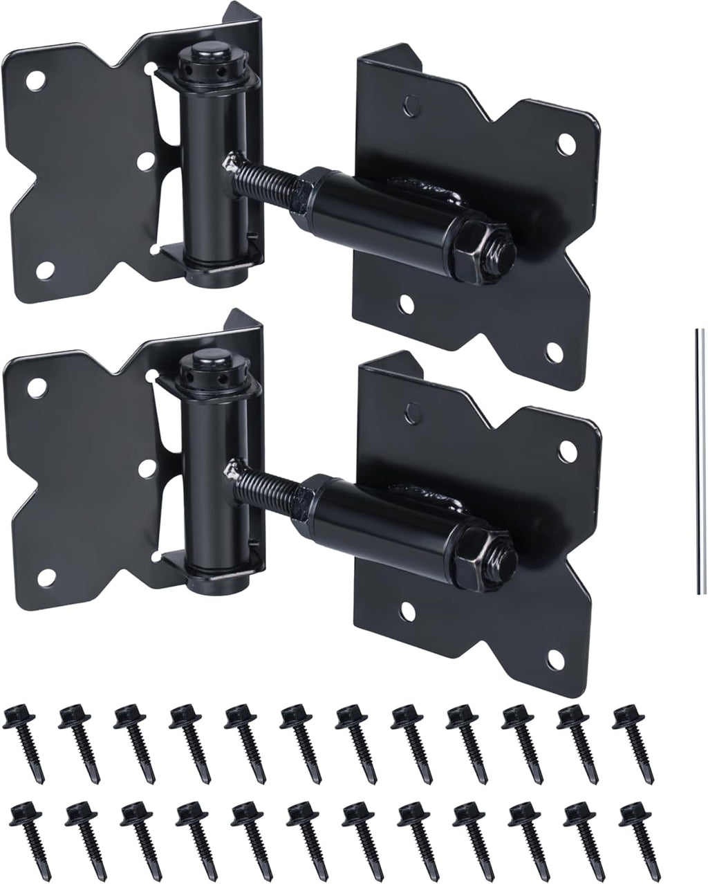 90 Degree Self Closing Gate Hinges - Heavy Duty Vinyl Fence Gate Kit & Baby Gate Hinges, Adjustable Closing Force for