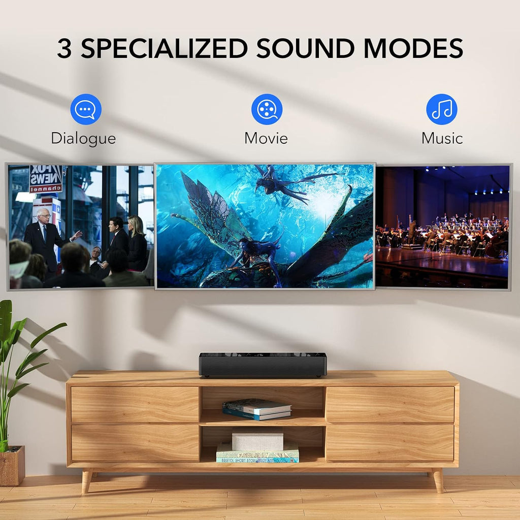 2.1 Sound Bar for TV, 16 Inch Soundbar with Built-in Subwoofer | 110W soundbar with built-in subwoofer, 4 EQ modes