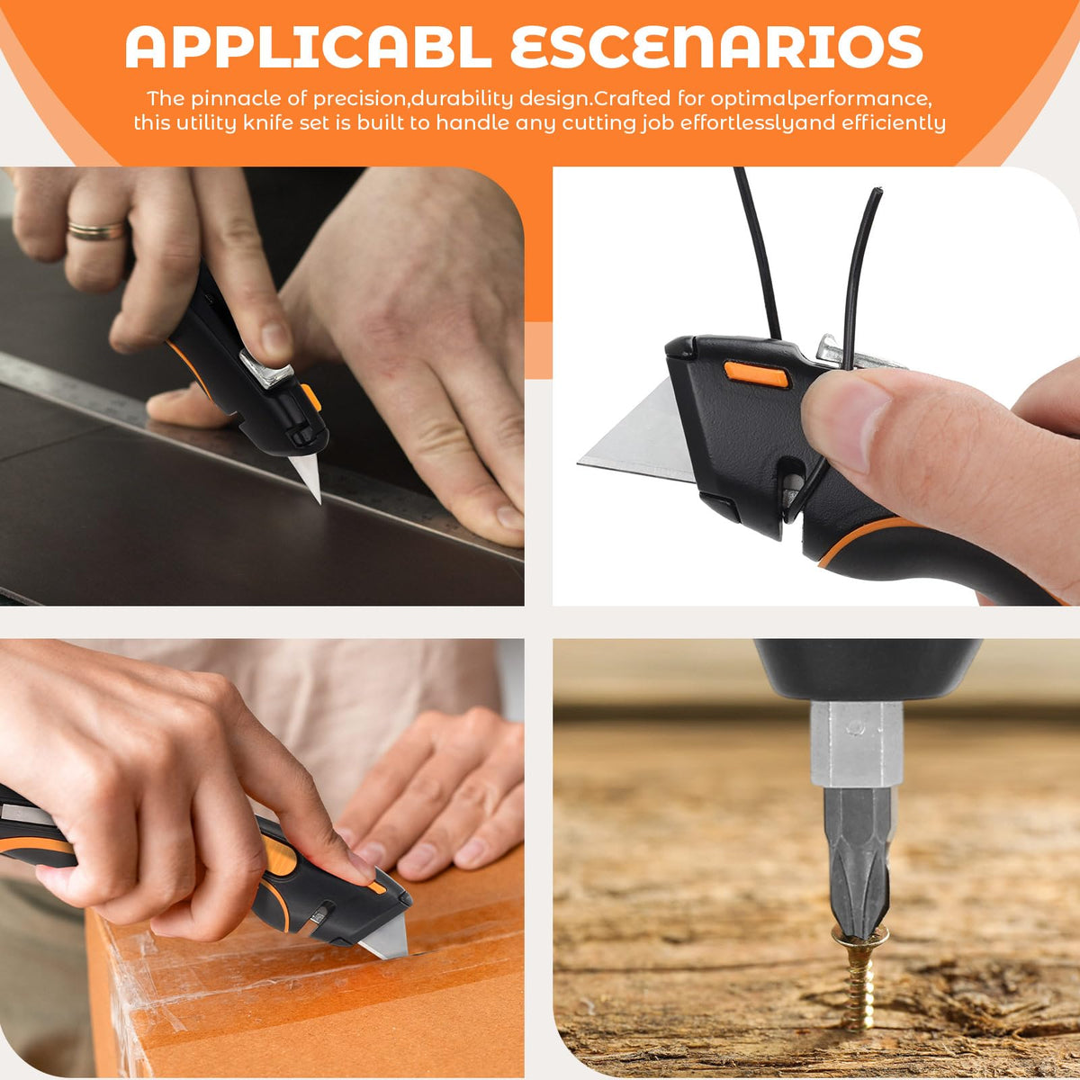 2-in-1 Heavy Duty Utility Knife & Multitool Screwdriver, Retractable Box Cutter