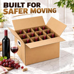 Wine Boxes for Moving, 4 Pack, 3-Ply B-Flute, 12 Compartments
