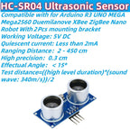 2 Pcs HC-SR04 Ultrasonic Sensor Module with Mounting Bracket