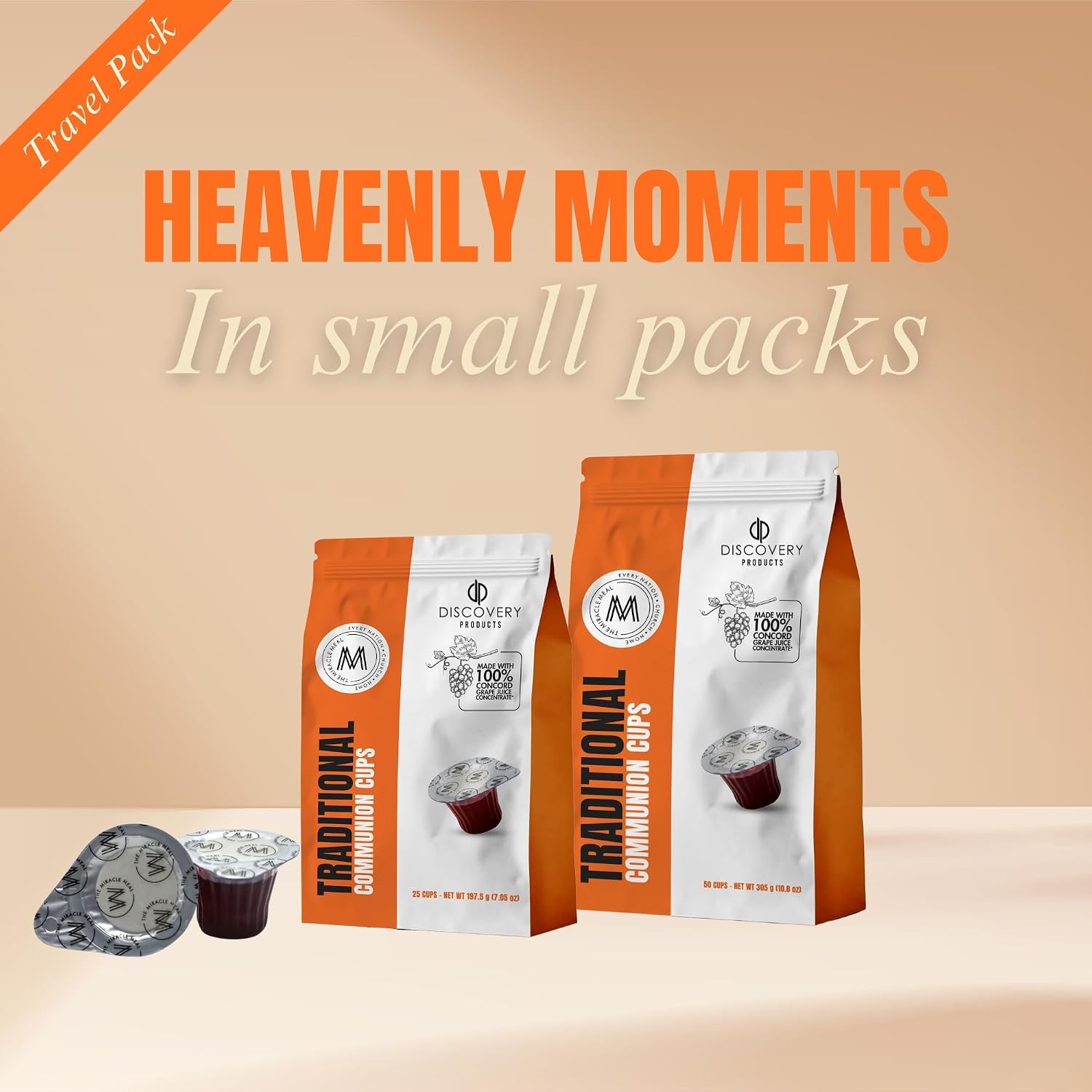 DISCOVERY PRODUCT Prefilled Communion Cup & Wafer,Travel 25ct Traditional