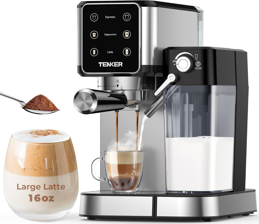 Espresso Machine 20 Bar, Cappuccino Machine with Automatic Milk Frother, Latte Machine in Stainless Steel Design