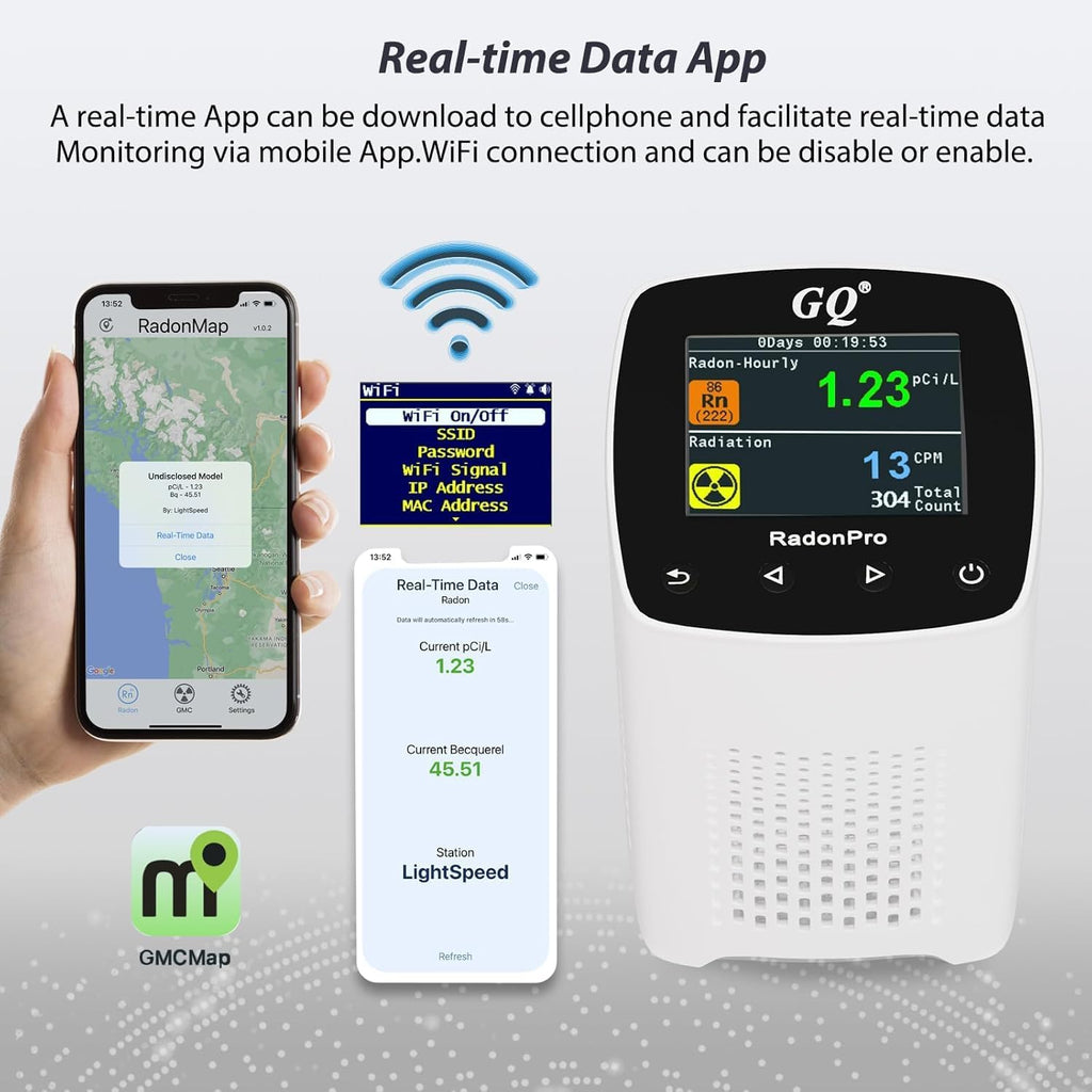 RadonPro Radon Detector and Geiger Counter 2-in-1 Remote Monitoring App | Monitor radon and nuclear radiation