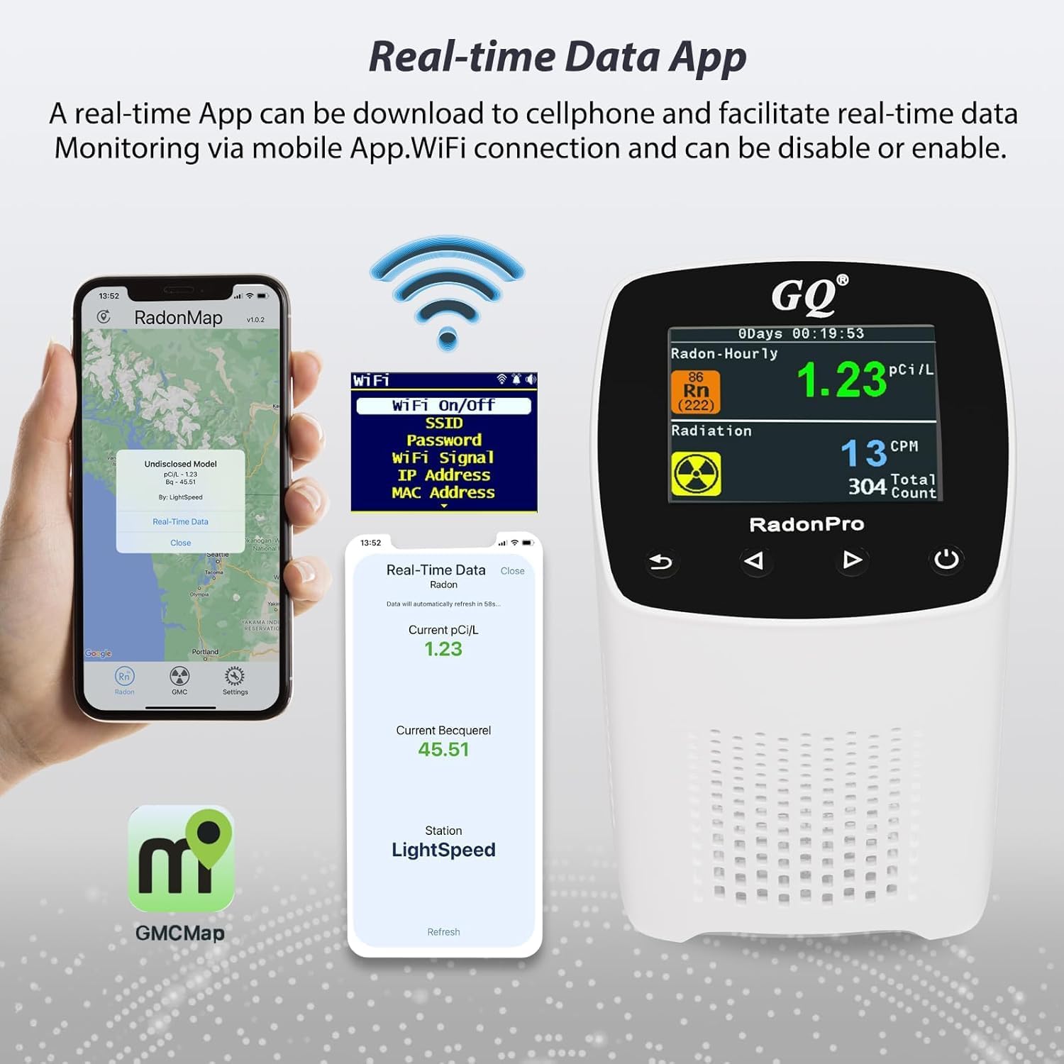RadonPro Radon Detector and Geiger Counter 2-in-1 Remote Monitoring App | Monitor radon and nuclear radiation