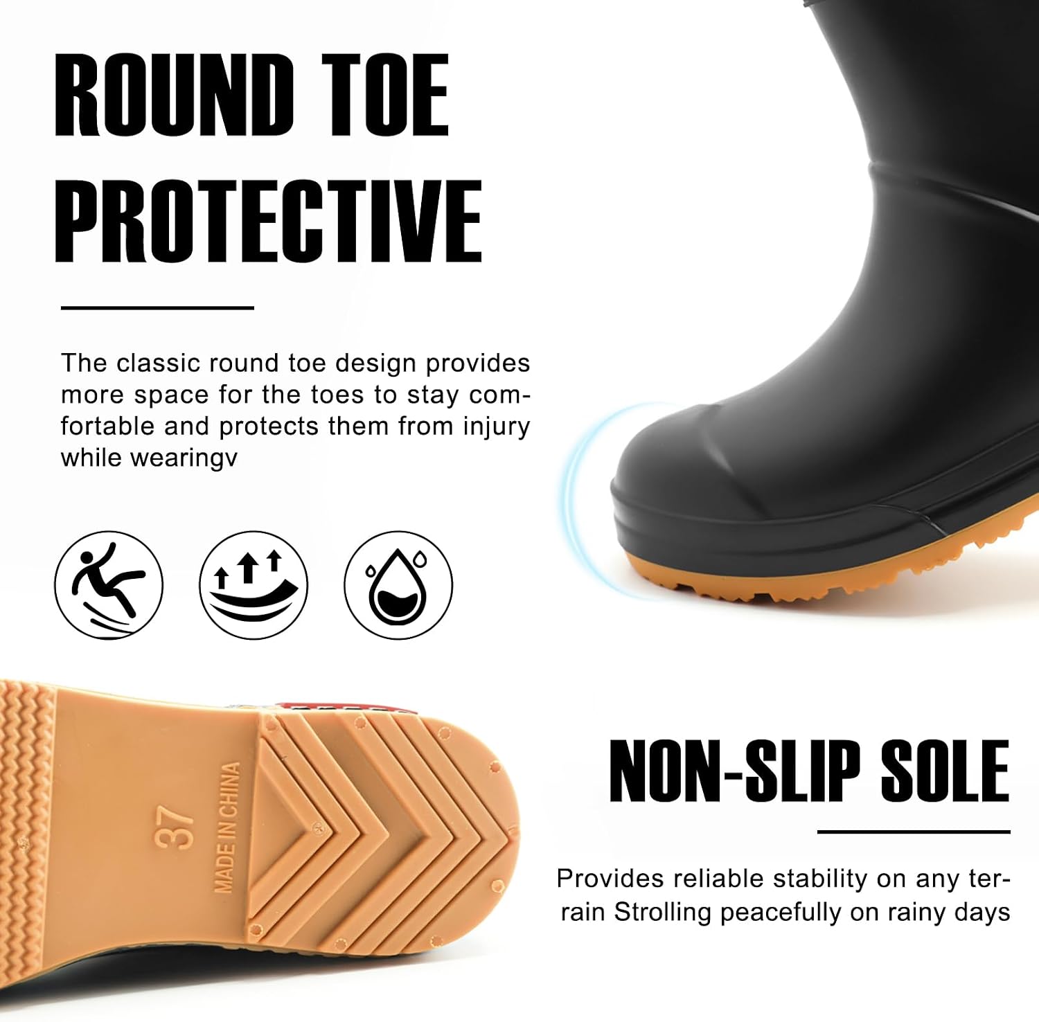 Rain Boots Women and Men Superior Anti-Slip Waterproof Rubber Boots Casual Chealsea Classic Ankle Boots Durable Rain