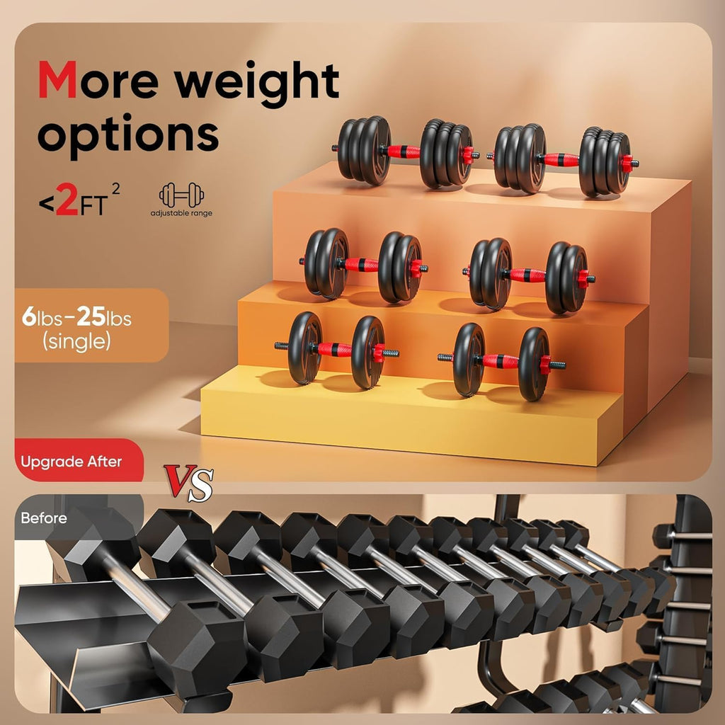 Adjustable Dumbbell set,20/30/45/70/90lbs Free Weight Set | 5 in1 Dumbbell Set with Connector,Used as
