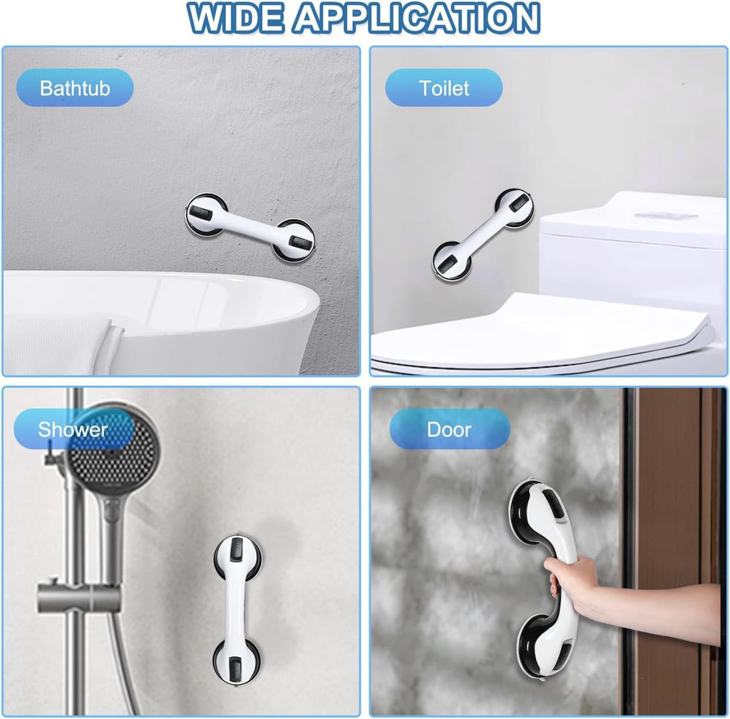 Grab Bars for Bathtubs and Showers, 2 Pack Shower Handle 12 Inch Strong Suction Shower Bar, Safety Bars for Shower