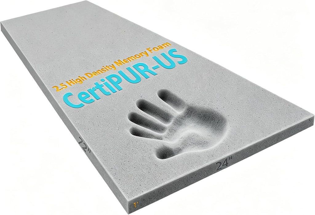 High Density Upholstery Foam Padding Thick 1"X24"X74" Gel Memory Foam