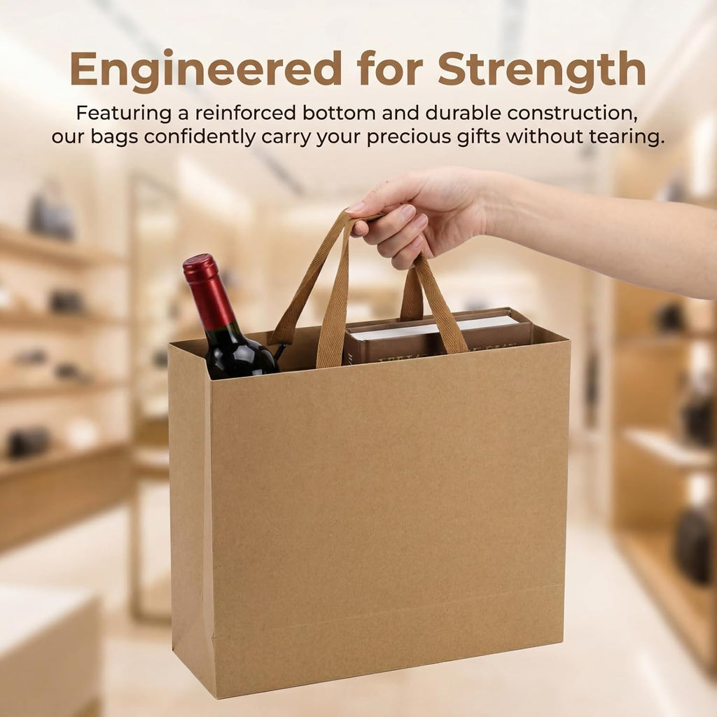 45 Pieces Brown Gift Bags, Heavy Duty Kraft Paper Bags with Handle