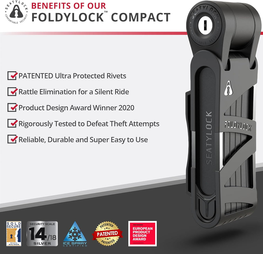 FoldyLock Compact Lightweight Patented Folding Bike Lock 33.5 in | Award Winning Smart Secure Guard High Security