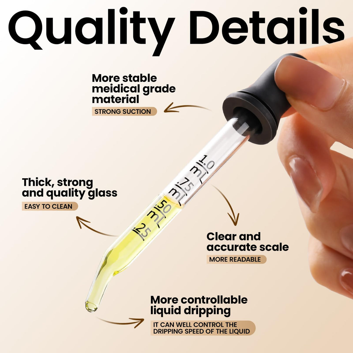 10Pcs Glass Eye Dropper Pipettes Droppers for Oils& Cleaning Tool
