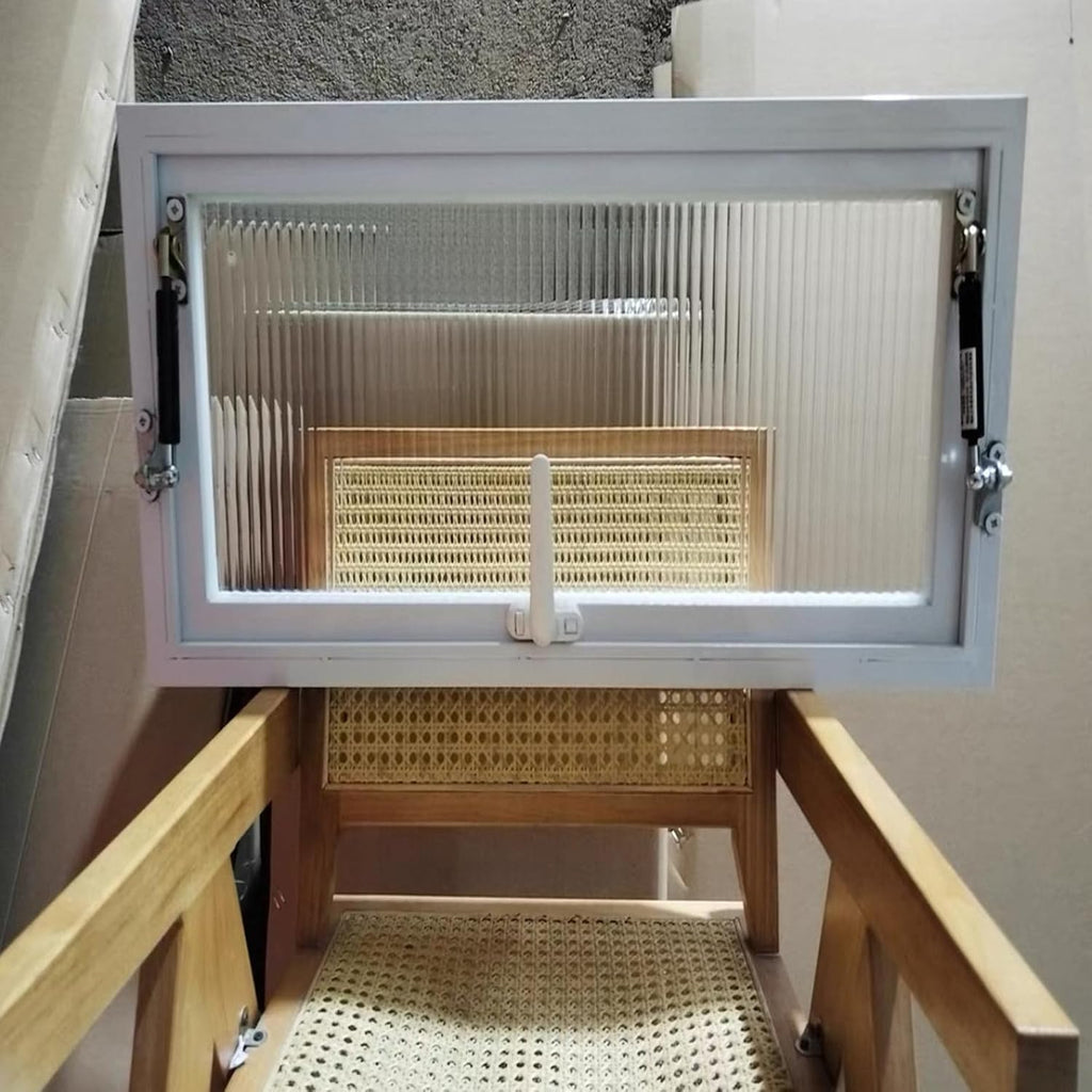 White Hopper Window for Basement/Playhouse/Kitchen/Warehouse Ventilation,Aluminum Alloy Flush Mount Replacement Metal