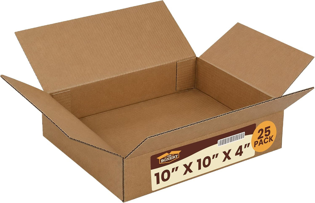 10"x10"x4" Corrugated Shipping Boxes 25-Pack