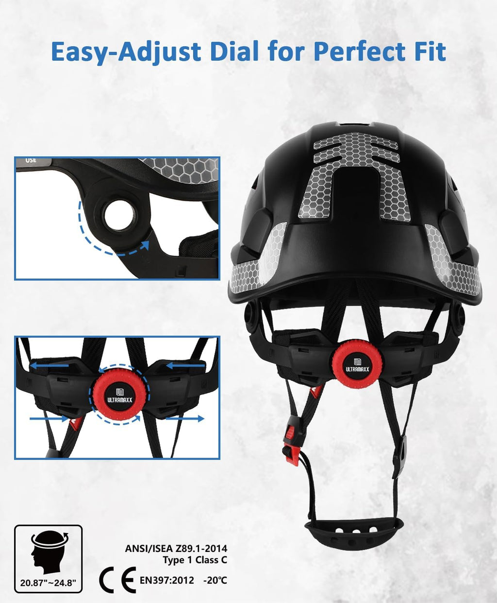 Safety Helmet Hard Hat, ANSI Z89.1 Approved Lightweight Vented Work Helmet, 6-Point Adjustable Ratchet Suspension