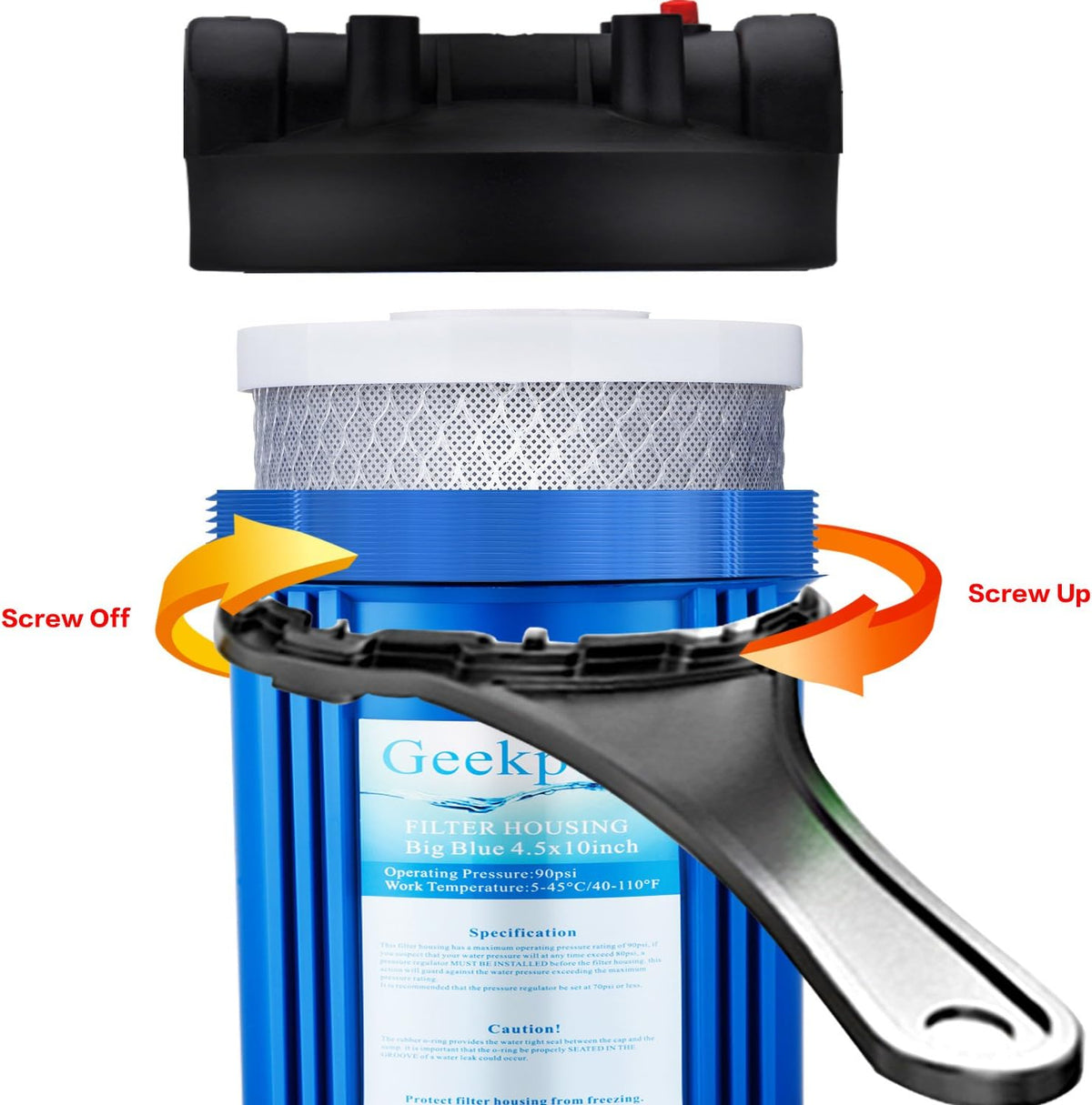 Geekpure 20 Inch Whole House Carbon Block Water Filters-4.5" x 20"-5 Micron
