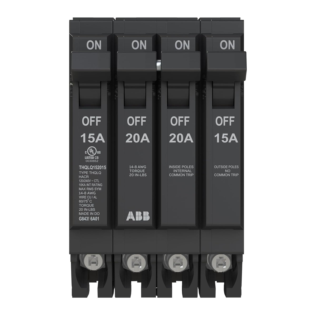 ABB Q-Line THQLQ152015 • Quad Circuit Breaker • 120/240 VAC