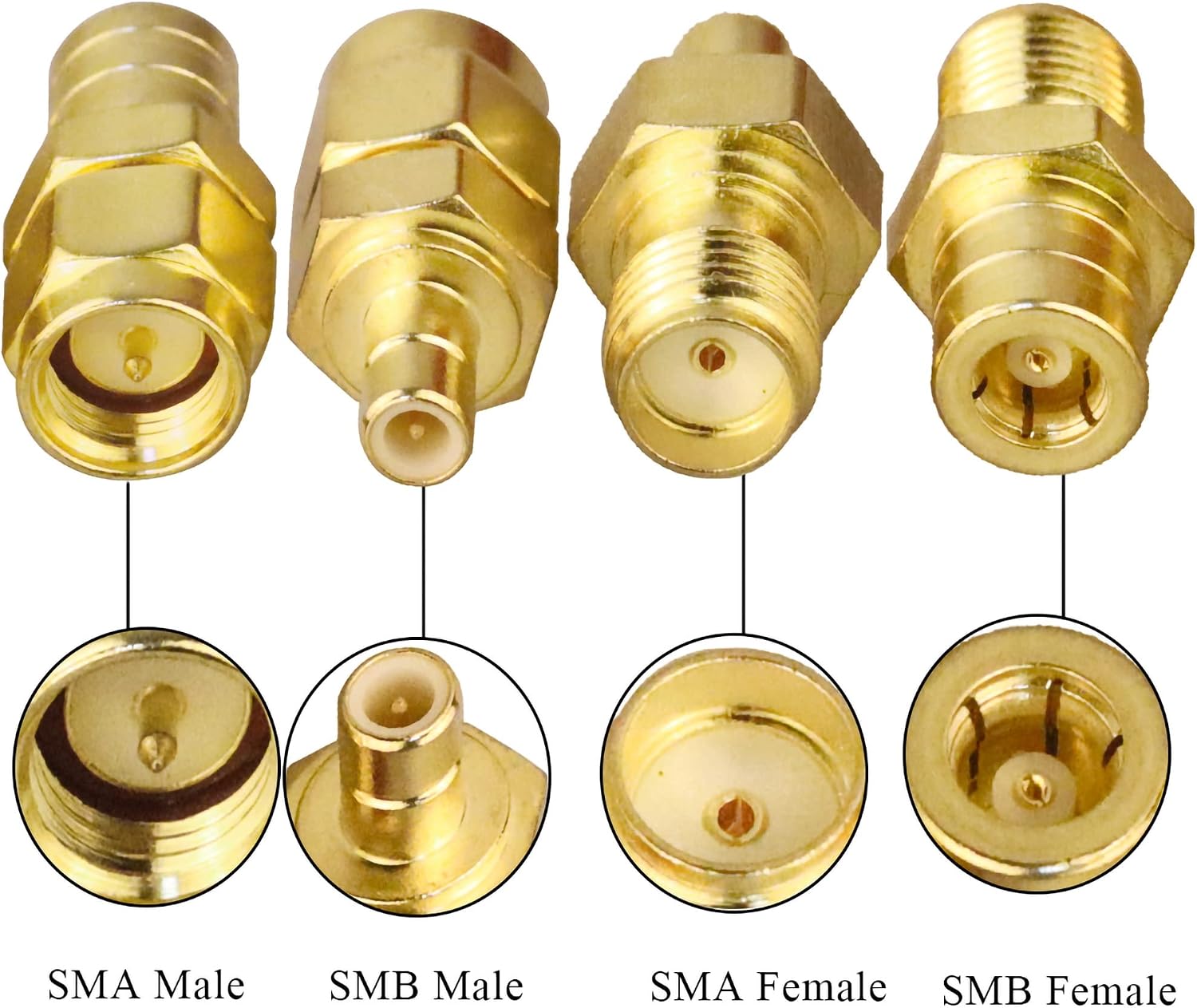 4PCS SMA to SMB Radio Antenna Coax Adapter, SMA Male/Female to SMB Male/Female Coax Connector for DAB Car Aerial