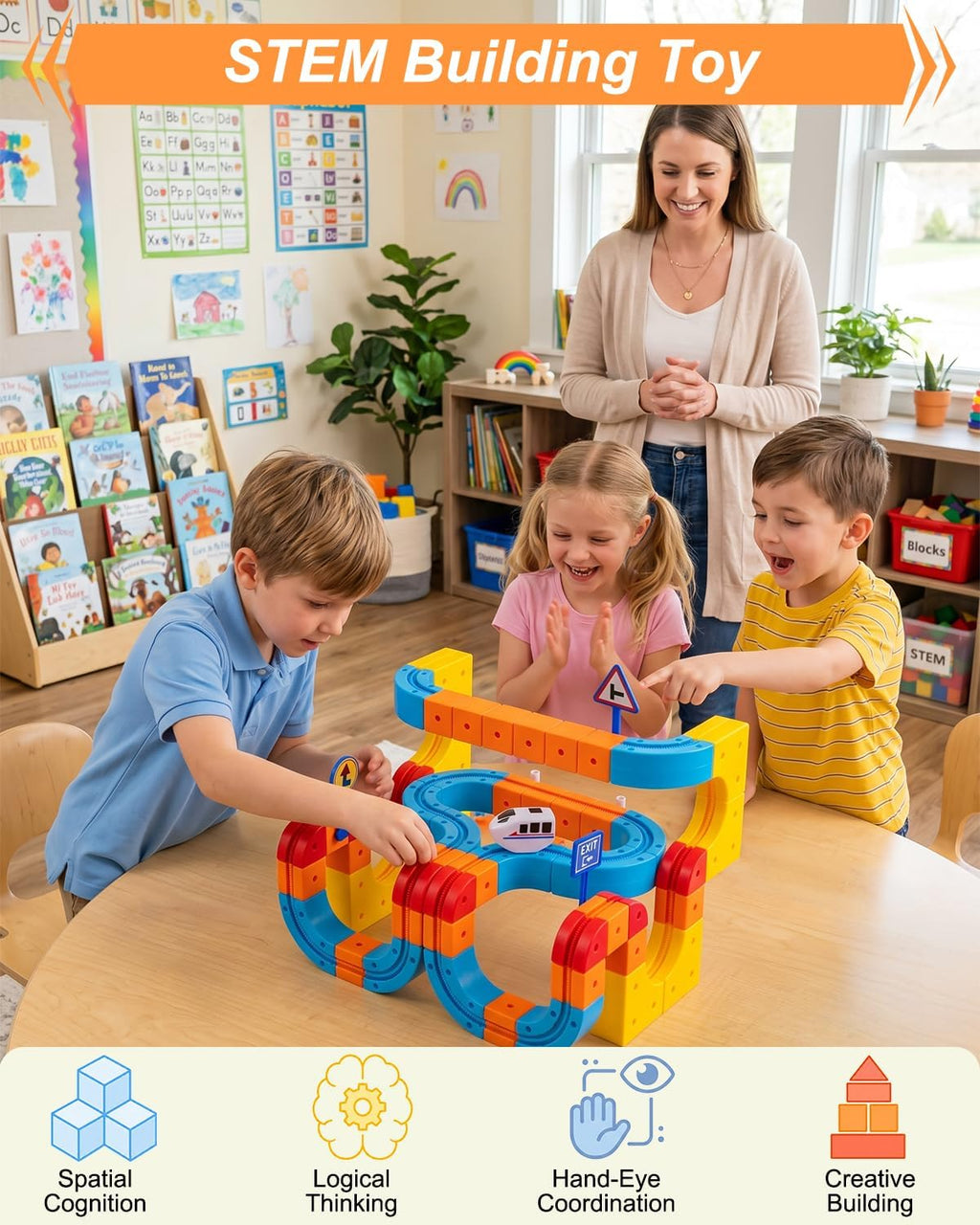 Electric Train Set for Kids, 3D Cube Track with Gravity-Defying Loop | 147pcs Track Building Cube Set with 2 Electric