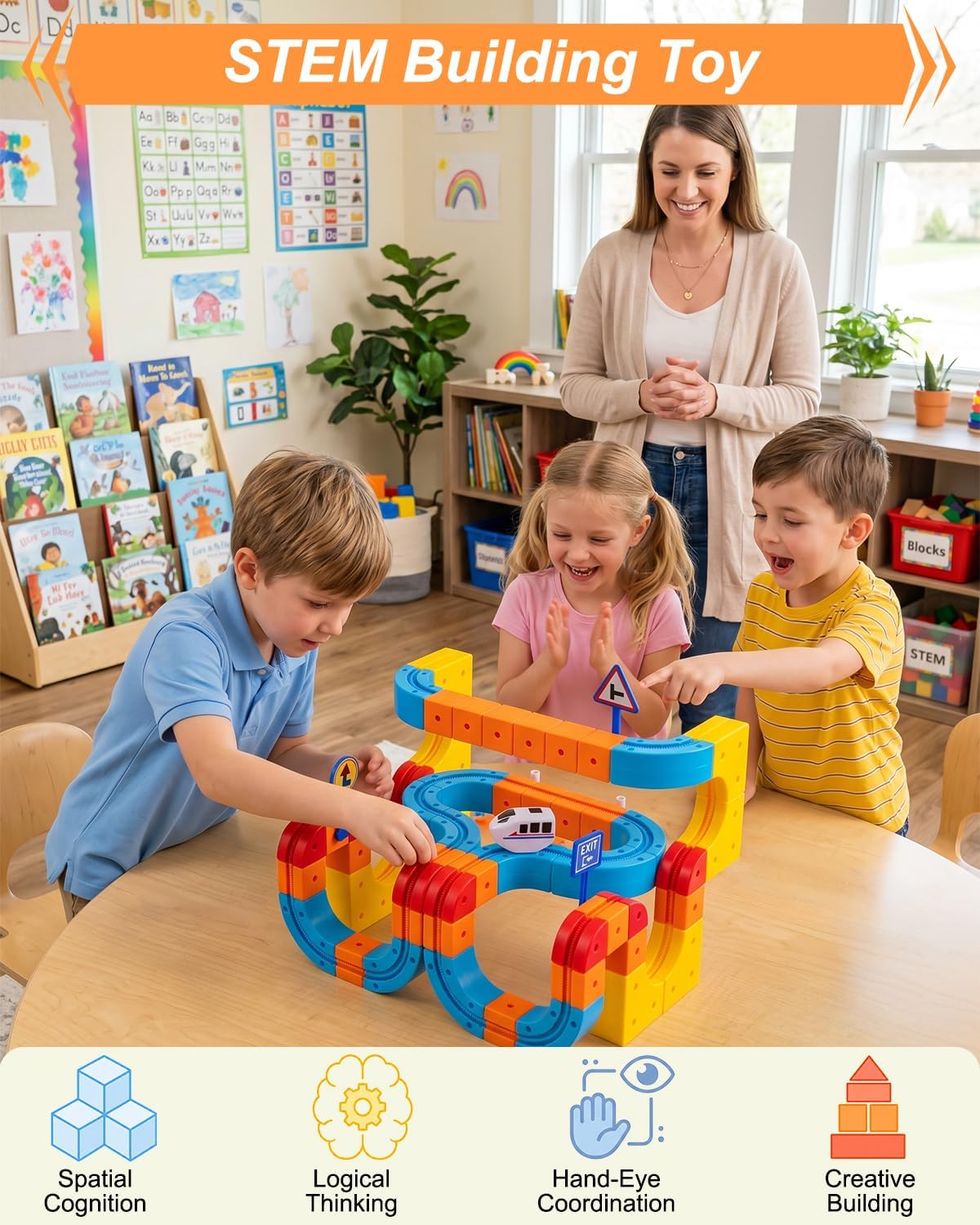 Electric Train Set for Kids, 3D Cube Track with Gravity-Defying Loop | 147pcs Track Building Cube Set with 2 Electric