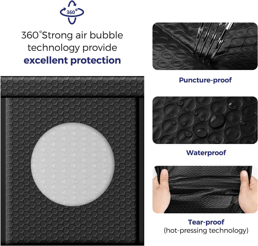 Black Bubble Mailers 8.5x12" Padded Envelopes 40 Pack #2