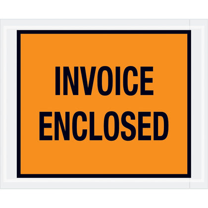 PL17 Poly Envelope, Legend "PACKING LIST/INVOICE ENCLOSED", 4-1/2" Length x 5-1/2" Width, 2 mil Thick, Black on