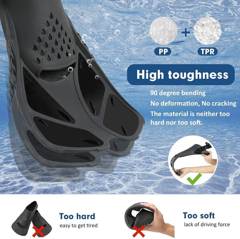 Swim Fins Snorkel Fins Snorkeling Gear Flippers for Swimming Short Diving Fins Travel Size with Mesh Bag Extra Fin