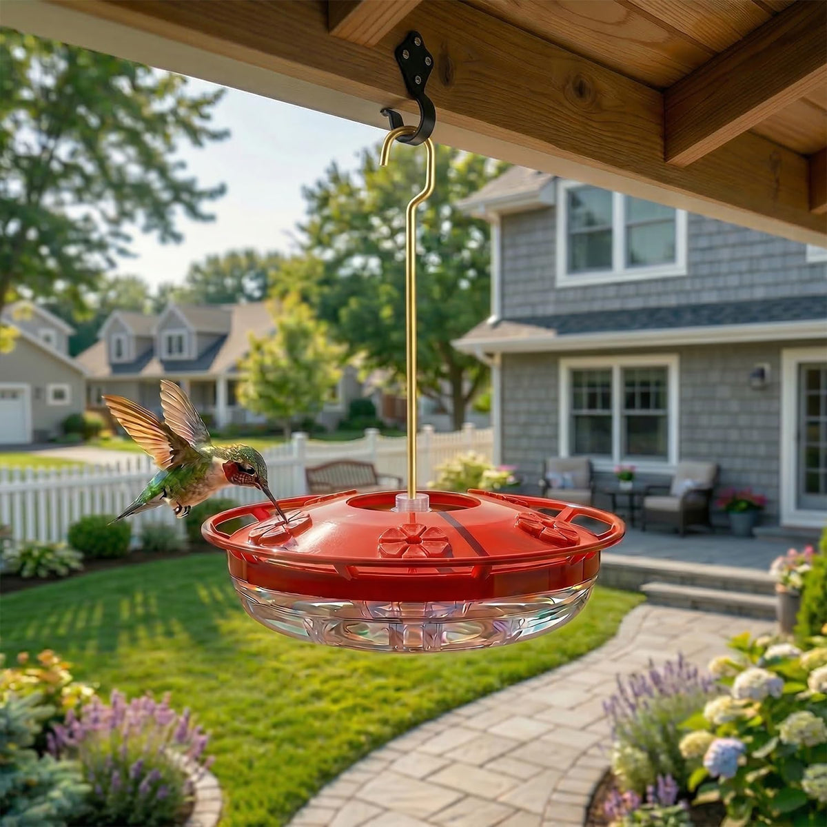 2 Pack 16 oz Saucer Hummingbird Feeders for Outdoors, Garden Decor
