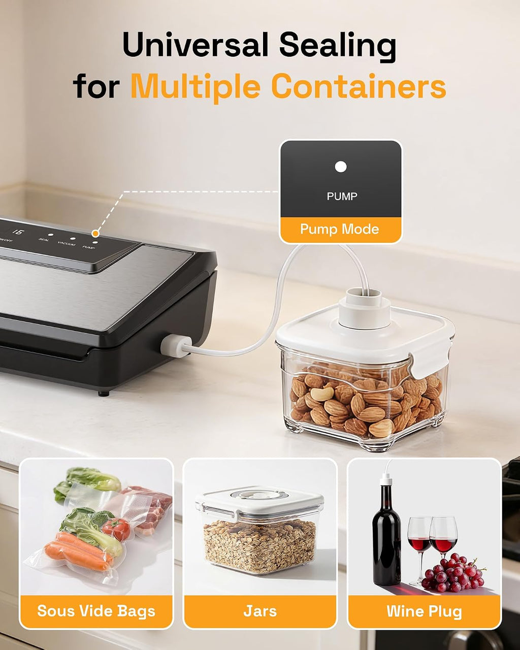 Food Vacuum Sealer Machine, 80kPa Automatic, Includes 1 Roll & 20 Bags | Vacuum Sealer For Dry & Moist Food with
