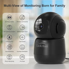 Indoor Security Camera 2K Pet Camera 2.4 GHz Dog Camera Black 2 Pack