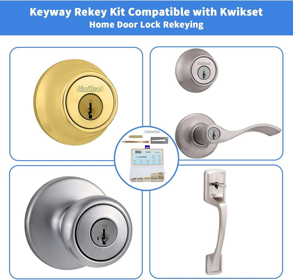 Rekey Kit for Kwikset, Complete 4-Tool DIY Set with Brass Bottom Pin | Rekeying Pins (1-6, 50 Each) for Home Door Lock