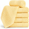 100% Cotton Washcloths 12x12 Inches, 600 GSM, Soft & Absorbent, Durable, Set of 5, Yellow