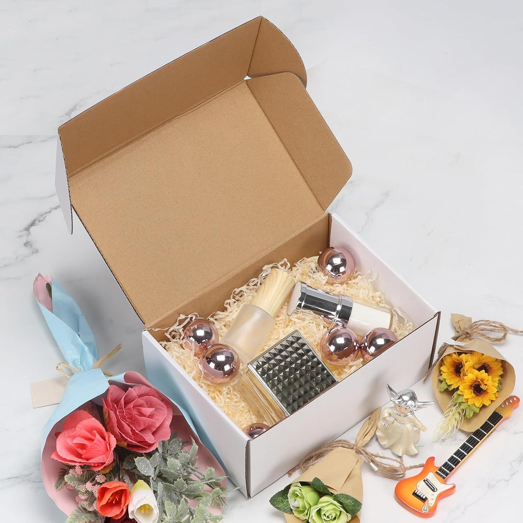 9x6x4 Inches Shipping Boxes Set of 25, White Corrugated Cardboard Box, Mailer Boxes for Packing Small Business