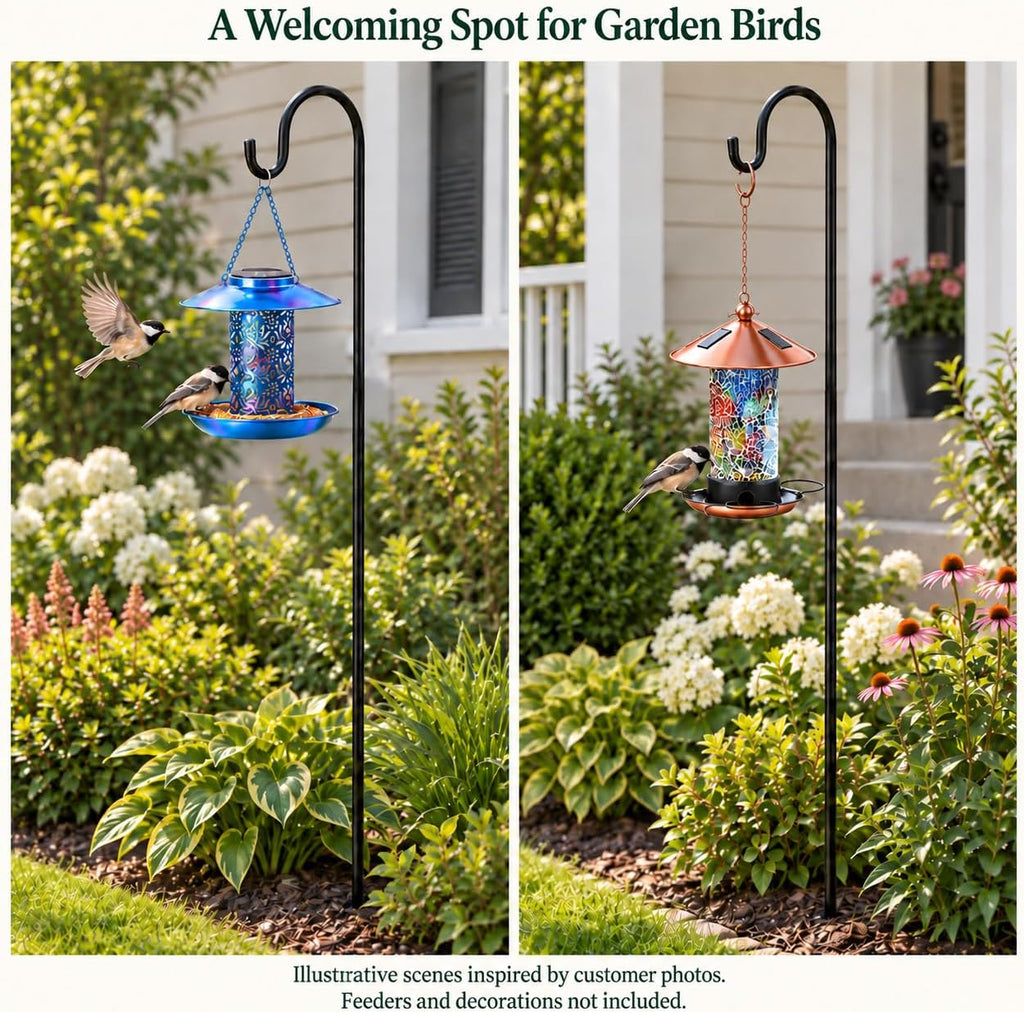 Shepherd-Hooks 60" Adjustable for Bird-Feeder Lantern Plant-Hook Garden-Stake - Plant Stand Hanger for Outdoor Flower