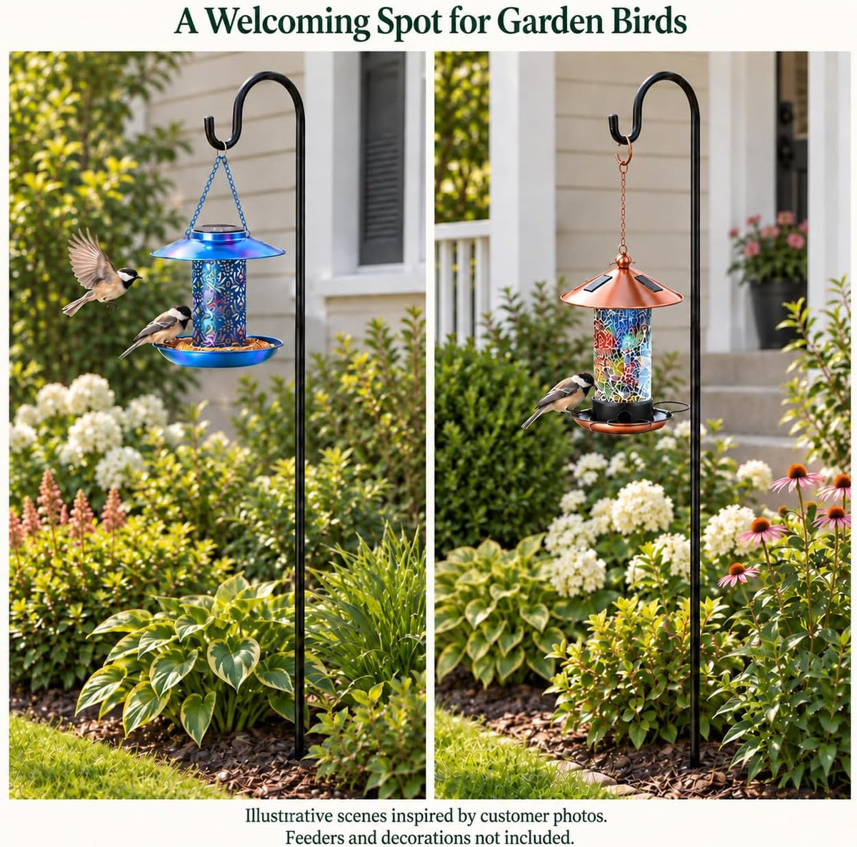 Shepherd-Hooks 60" Adjustable for Bird-Feeder Lantern Plant-Hook Garden-Stake - Plant Stand Hanger for Outdoor Flower
