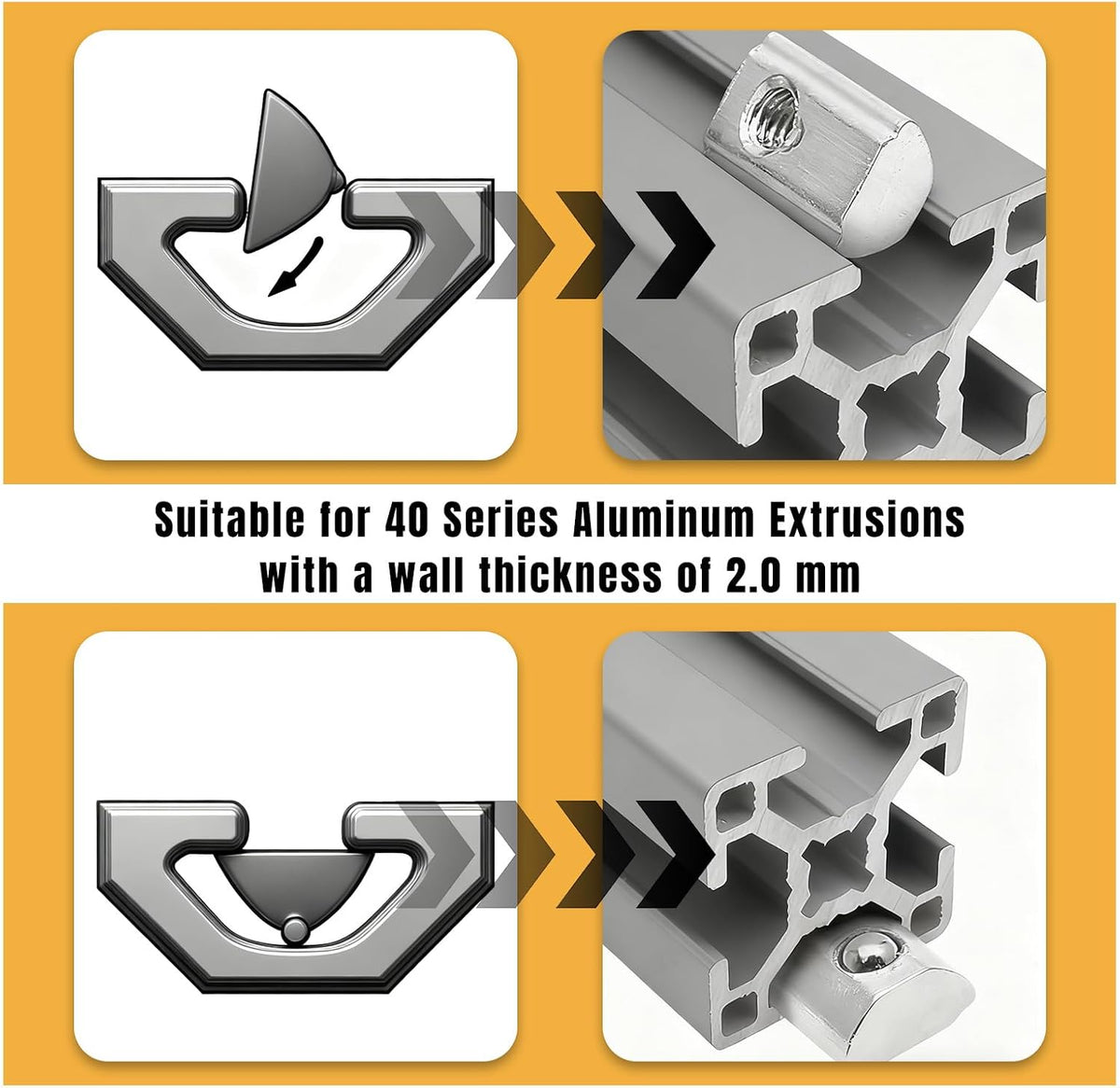 100 Pcs 40 Series M8 Thread T Spring Nut Carbon Steel European Standard M8 T Nuts Half Round Roll in Spring for 3D Printer, Aluminum Extrusion Profile, Silver