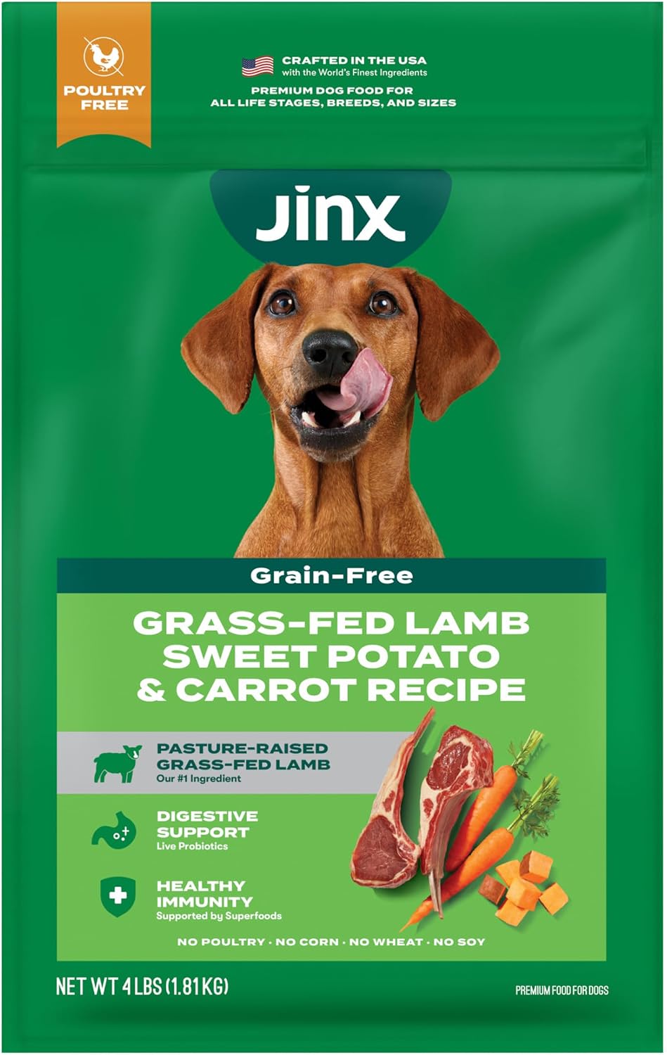 Grain Free Dry Dog Food - Real Lamb, Sweet Potato & Carrot, 4lb