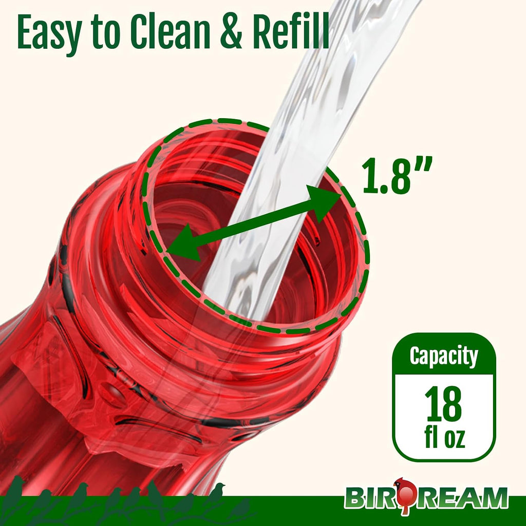 Glass Hummingbird Feeders, 18oz Large Capacity, Red